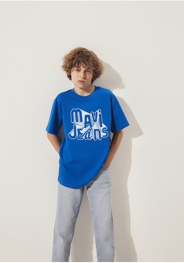 Mavi - Mavi Jeans Baskılı Mavi Tişört 6610281-82491 Mavi