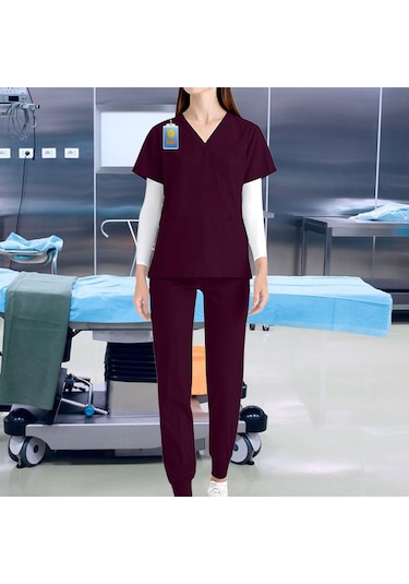 Suntek Hemşirelik Üniformaları Fırçalama Xxl-koyu-kırmızı