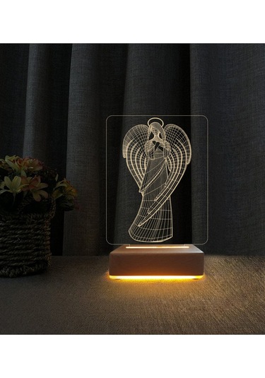 Melek Tasarımlı Lamba 3d Led Masa Lambası
