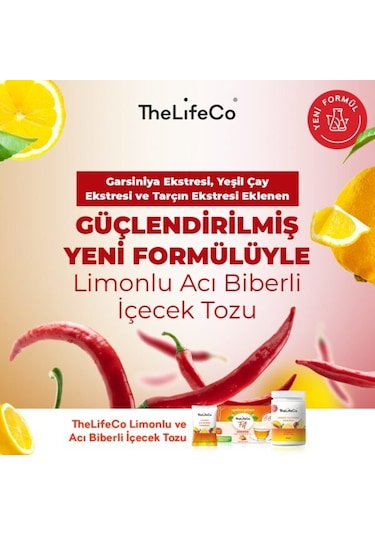 TheLifeCo Lemon Cayenne - Limonlu Acı Biberli İçecek Tozu 150 G