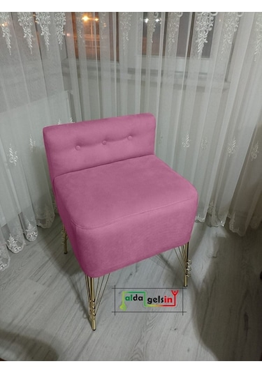 Ultra Lüks Metal Ayak Alda Lokum Puf Gold Sarı