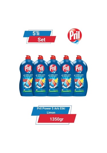 Pril Power 5 Artı Etki Limon Sıvı Bulaşık Deterjanı 5 x 1350 G