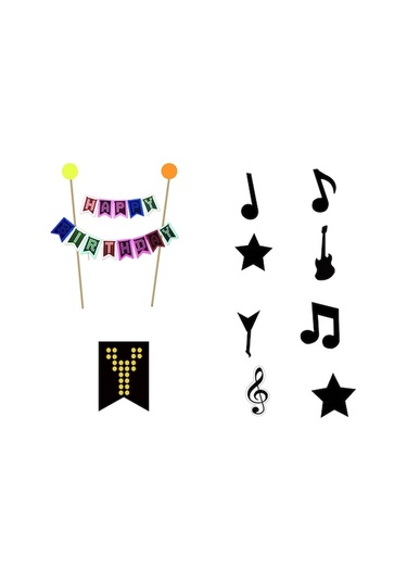 Doğum Günü Dekorasyon Seti: Işıklı Harf Bayrak, Pasta Çıkartması Ve Balonlar - 43 Adet