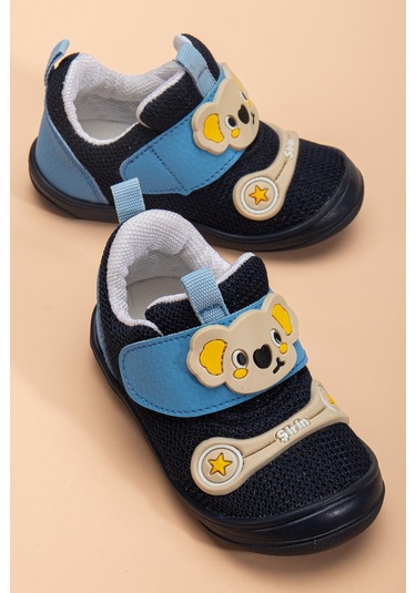 Şirinbebe Ortopedik Erkek Bebek İlkadım Ayakkabı Mavi Cırtlı Anorak-4051 Mavi