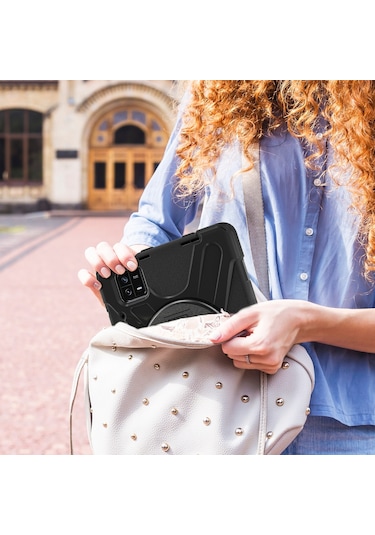 Xiaomi Uyumlu Pad 6 / Pad 6 Pro Pc + Silikon Tablet Kılıfı El Kayışı İle Dönebilen Kickstand Koruyucu Kapak