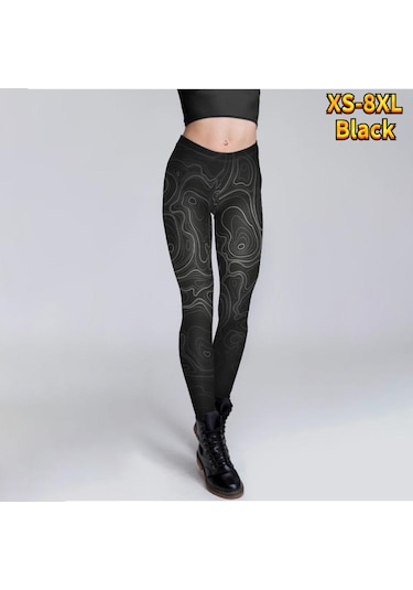 Siyah Bayan Siyah Eğri Baskılar Streç Yoga Tayt Spor Koşu Spor Salonu Spor Aktif Pantolon Siyah Siyah Bayan Siyah Eğri Baskılar Streç Yoga Tayt Spor Koşu Spor Salonu Spor Aktif Pantolon Siyah