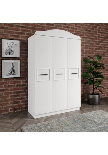 Line 3 Kapaklı 2 Gizli Çekmeceli 11 Bölmeli Beyaz Dolap