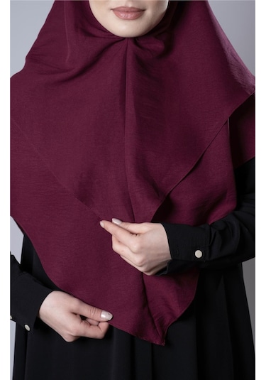 Bordo Pratik Hazır Geçmeli Tesettür Eşarp Pamuk Caz Kumaş Çift Katlı Çapraz Hijab 2304 16