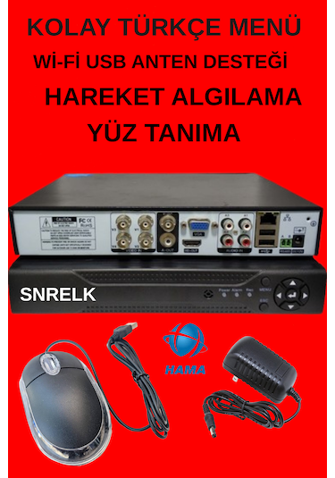 SNRELK HAMA 5 mp Lens 4 Kamera 320 gb 1080p Gece RENKLİ Su Geçirmez Güvenlik kamerası set