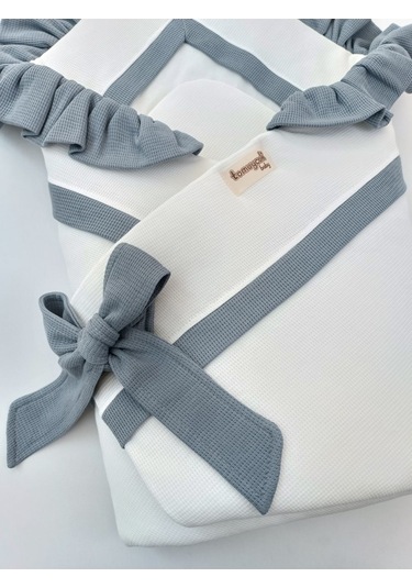 Bebek Battaniyesi Kundağı %100 Pamuklu İnci Waffle Kumaş Yenidoğan Hastane Çıkışı Hediyelik Örtü Gri