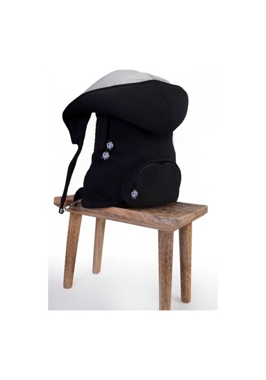 Morikukko Okula Dönüş Siyah Gri Çıkarılabilir Kapüşonlu Notebook Cepli Hafif Sırt Çantası - Siyah