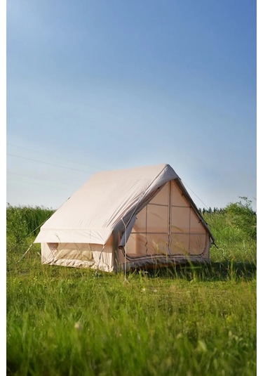 Onetick 6 Kişilik 4 Mevsim Şişme Kamp Çadırı 300x210 Pompalı Baca Bej