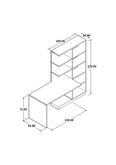Mdf Narin Raflı Dolaplı Çalışma Masası Beyaz