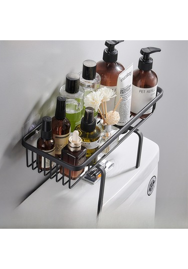 Teltree Danle Marka Duvarlı Tuvalet Depolama Rafı - Alüminyum Materyal, Delme Yok Kurulum, Çok Amaçlı Banyo Gereçleri Saklama Siyah Diğer