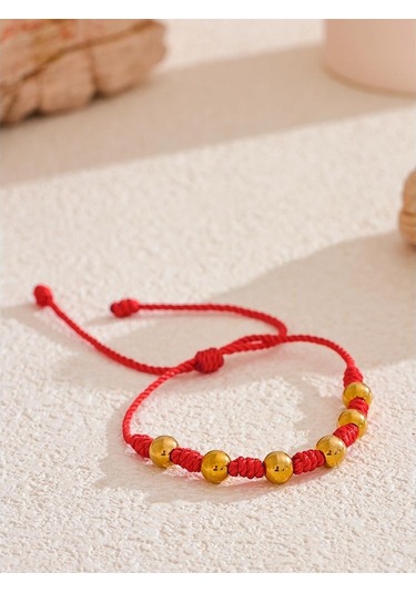 Gümüş Eetit Unisex 7 Knot Şanslı El Yapımı Dokuma Takı Hediye Moda Paslanmaz Çelik Boncuk Kırmızı Halat Örgülü Kader Dilek Bilezik Bileklik Gümüş