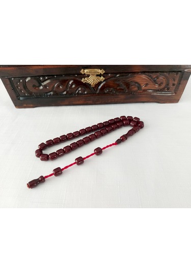 Çubuk Malzemeden Havşalı Fıçı Kesim Sıkma Kehrıbar Tesbih 8x8