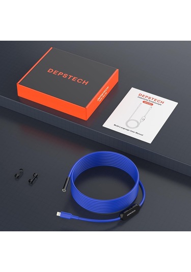 Depstech Işıklı Endoskop Kamerası - 5m Kablo 7mm İnce Prob - Mavi