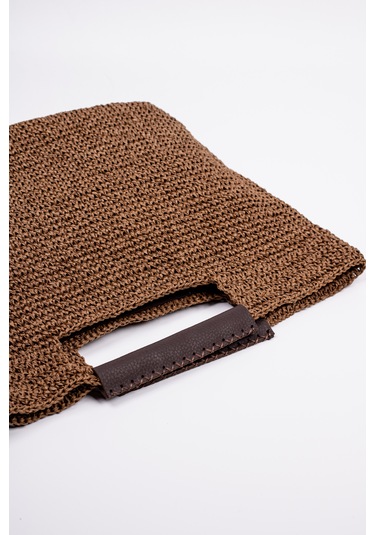 Fabric Craft Bag El Çantası Kağıt İp Örgü Acı Kahverengi