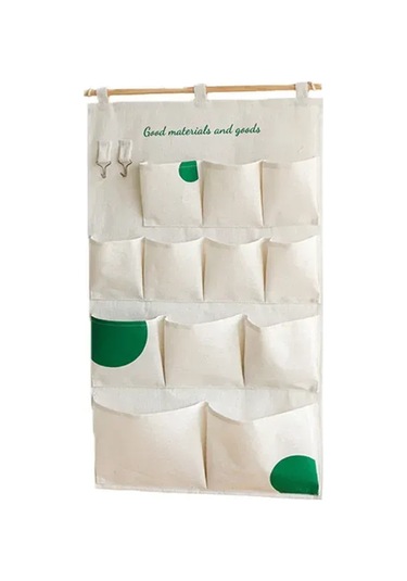 Konesam Duvar Montlu Çok Amaçlı Depolama Çantası, Pamuklu Kumaş, 12 Bölmeli Yeşil Noktalı, Dormitorio, Yatak Odası, Mutfak, Banyo İçin Diğer