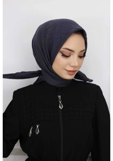 Melodi Scarf Kadın Tesettür Pratik Bambu Kraş Eşarp Antrasit Antrasit