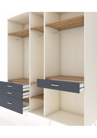 Kronos Dolap 7 Raflı 4 Çekmeceli 3 Askılı 220x59x243 Aytaşı-çam/antrasit Atlas Çam/antrasıt