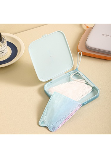 Dofolink 3 Adet Pp Plastik Maske Saklama Kutusu - Taşınabilir, Hafif Ve İnce Tasarım, Farklı Renkler Mavi, Turuncu, Gri Gök Mavisi