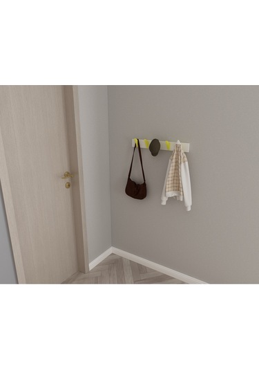 Hepsi3boyutlu Modern Duvar & Kapı Kanca Askılık - 5 Adet Sarı Kanca Askılık - Model No : 5 Sarı