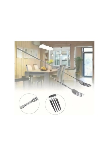 Trendooze Cloud011 Gümüş Barbekü Alet Seti 25,4 Ayar Paslanmaz Çelik Katlanır Çatal Forku Gümüş