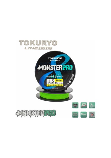 Tokuryo Lıne Lab Monsterpro X8 1.5pe 0.16mm 25ıb 11.4kg Bright-gr