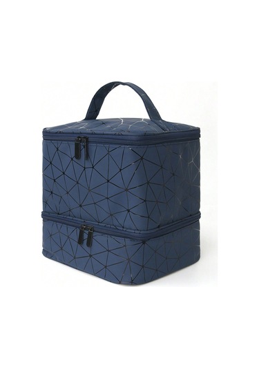 Reedark "çift Katmanlı Taşınabilir Tırnak Bakım Çantası - 30 Oje Şişesi Kapasiteli, Su Geçirmez Pu Kumaş" Mavi