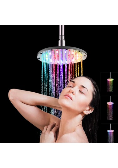 Gajeena Renkli Led Yağmur Duş Başlığı - 6 İnç Su Tasarruflu Ve Sıcaklık Sensörlü Diğer