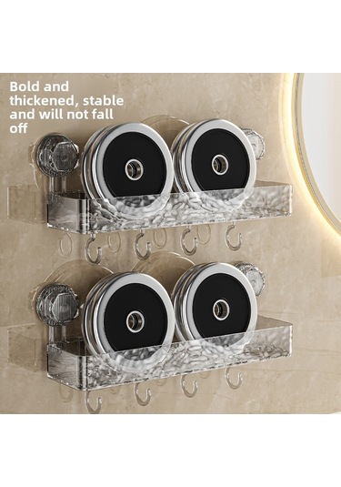 Reedark Banyo Dalgalı Desenli Süctionlı Rahat Kurulum Duvarlı Depolama Rafı - Gri Diğer