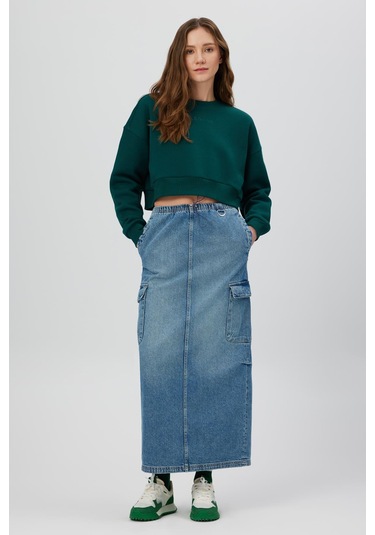 NAKIŞLI CROP SWEATSHIRT YEŞİL Yeşil