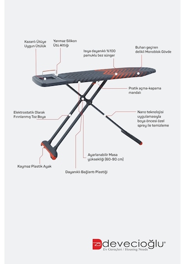 Devecioğlu Harbinger Mm164 Trendboard Yeni Model Ütü Masası Çok Renkli