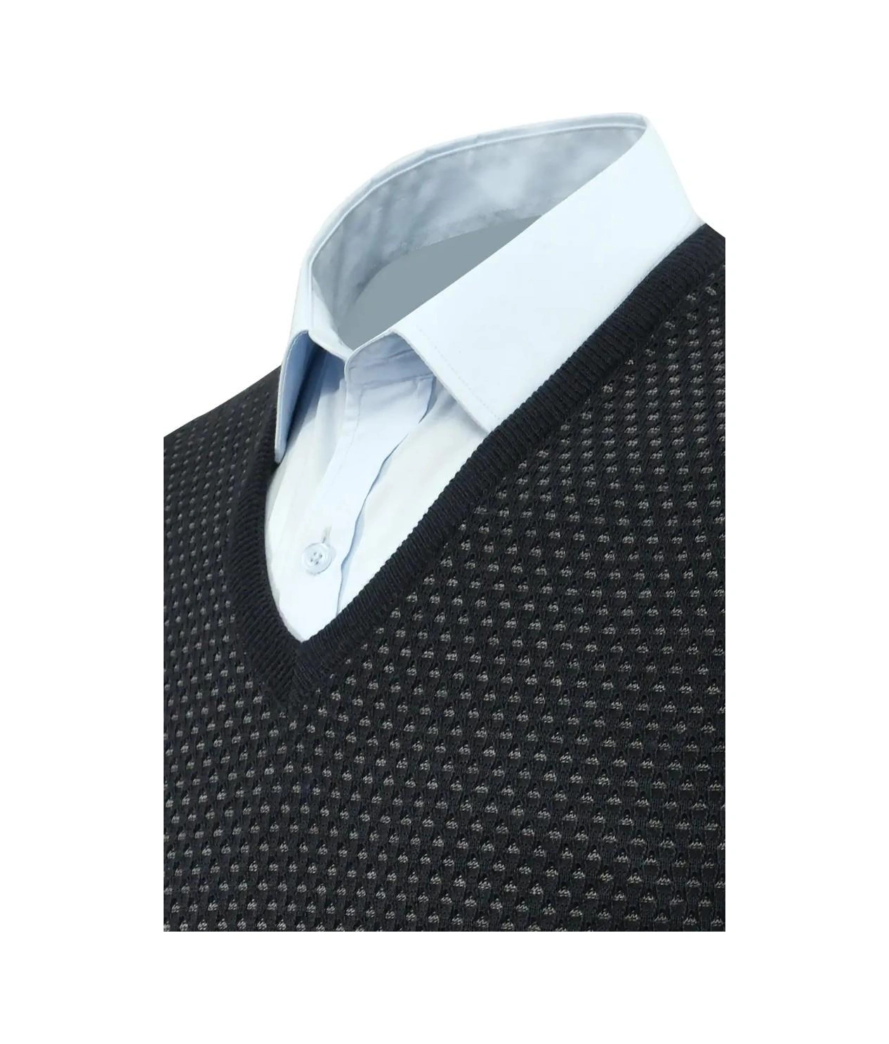 Erkek V Yaka Süveter Çelik Örgü Regular Kalıp 5201h Bgl-st04842 Lacivert