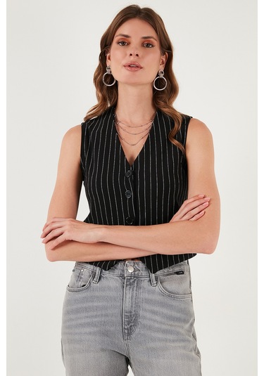 Lela Bayan Yelek 5865971 Siyah-beyaz Siyah-beyaz