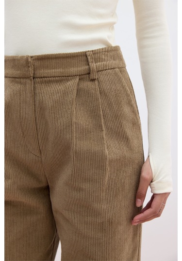 Fitilli Kadife Straıght Fit Pantolon Camel Camel