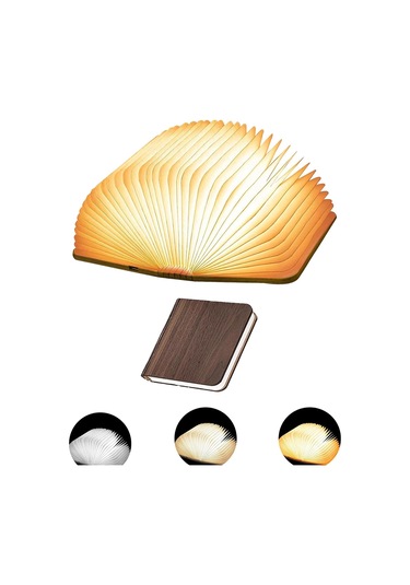 5.7 İnç Ahşap Kitap Lambası, Çok Renkli Katlanır Kitap Lambası Otomatik Olarak Renk Değiştirir, Usb Şarj Edilebilir Ahşap