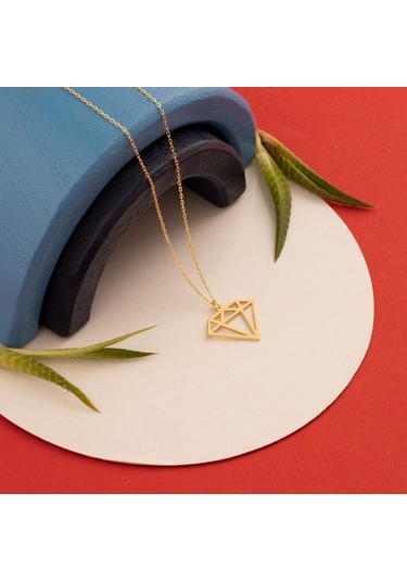 Dkmn Gümüş Elmas Şekilli Gümüş Kolye