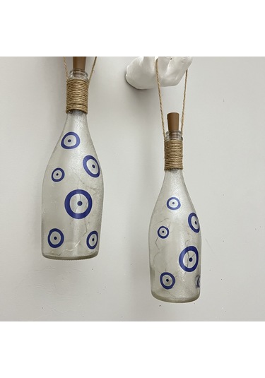 Nazar Boncuklu Şişe Duvar Dekor Apliği 2 Li Set Mavi