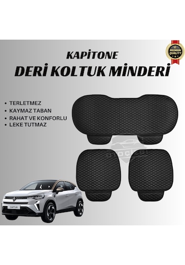 Renault Captur Uyumlu Deri Kapitone Koltuk Minderi Koruma Kılıfı 3 Lü Set