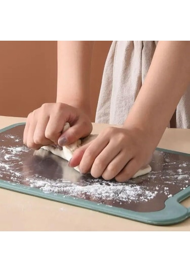 Yeşil Çift Taraflı Kesme Tahtası 304 Paslanmaz Çelik Kesme Tahtaları Paspaslar Sebze Kesme Tahtası Mutfak S