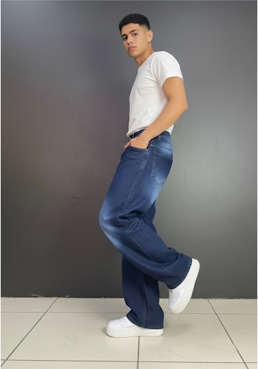 St.poll Unisex Baggy Jeans Lacivert