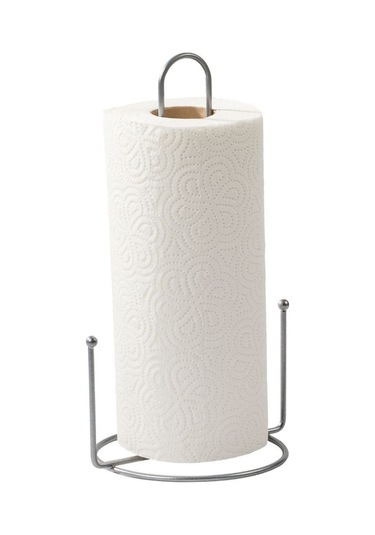 Edora Home 2'li Gümüş Mutfak Organizer Seti, Misketli Kağıt Havluluk Ve 6 Kancalı Bardaklık - Metal Paslanmaz