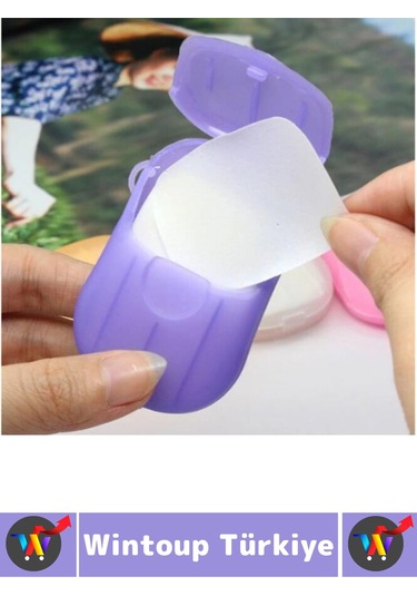 Seyahat Tipi Kamp Outdoor Okul Ofis Hafif Suda Kolay Çözünen Sabunluk Tasarımlı Kağıt Sabun 20 Adet Çok Renkli