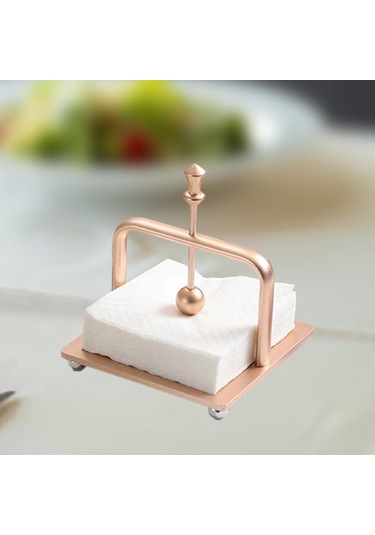 Homyl Peçetelik Metal Dekoratif İçecek Peçete Kutusu Yemek Gül Altın