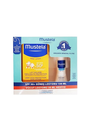 Mustela Çok Yüksek Koruma SPF50+ Bebek Güneş Losyonu 100 ML + Vücut Losyonu 50 ML