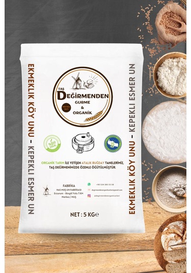 Taş Değirmenden Gurme & Organik Atalık Ekmeklik Köy Unu Kepekli Esmer Un 5 KG