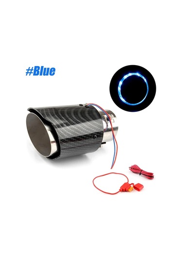 Boatshop1 Mavi Karbon Fiber Egzoz Ucu Kirmizi Mavi Led Isikli Paslanmaz Celik Egzoz Boru Modifikasyon