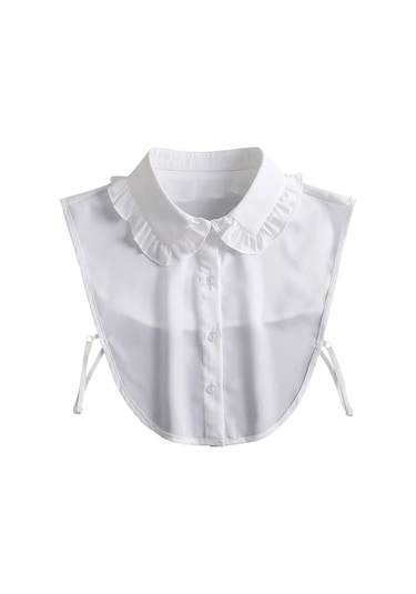 Kadın Fırfır Detay Özel Tasarım Yakalık Yaka İçlik Boyunluk Beyaz